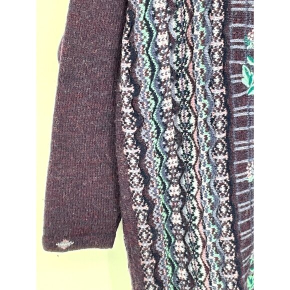 Tulchan Womens Wool Cardigan With Floral Embroidery & Gold Buttons Size M/L Mulb - Picture 5 of 10